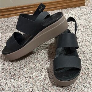 CROCS Stylish Black Platform Sandals